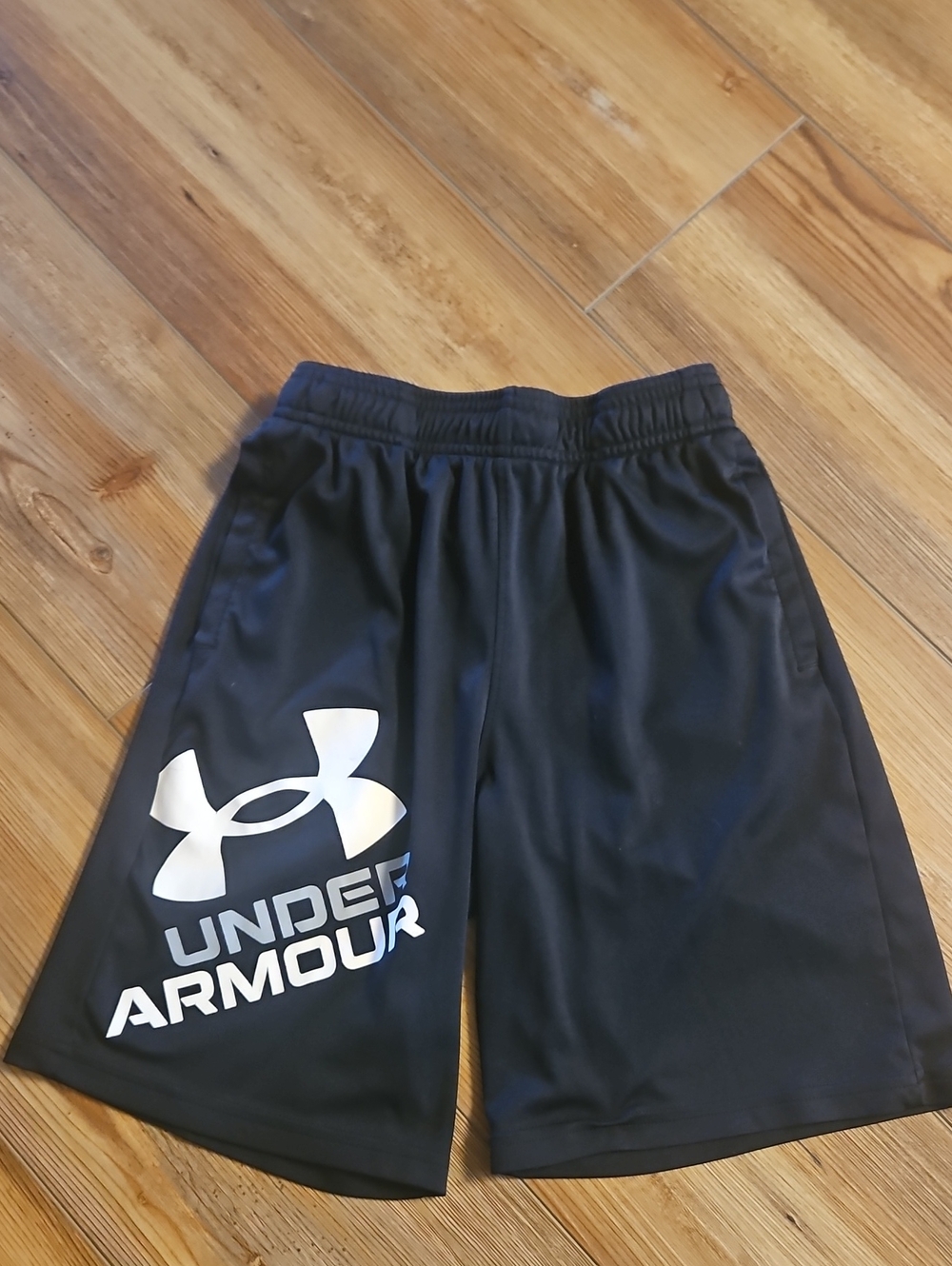 Under Armour Black Boy's Athletic Shorts with White Logo